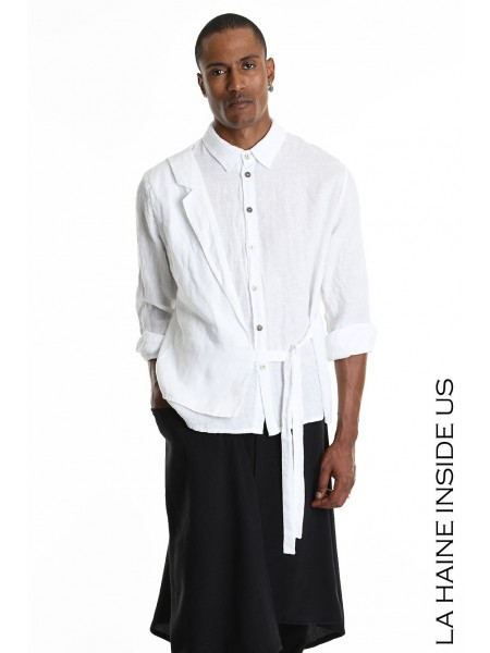 LA HAINE Linen shirt 3R LM1235 White LA HAINE - 8