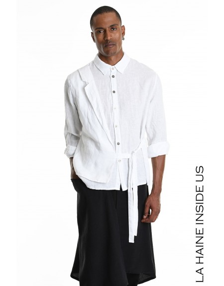 LA HAINE Linen shirt 3R LM1235 White LA HAINE - 8