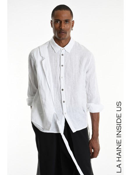 LA HAINE Linen shirt 3R LM1235 White LA HAINE - 10