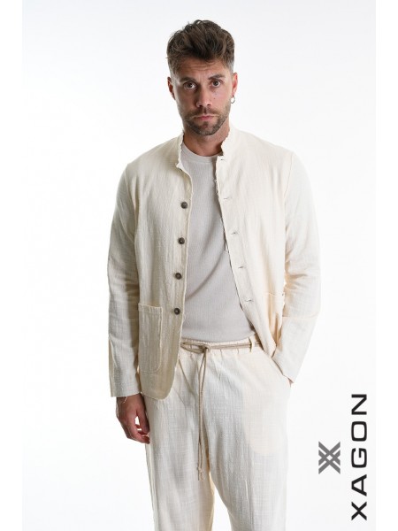 XAGON MAN Shirt - Jacket mao 2JX2704 Ecru XAGON MAN - 5