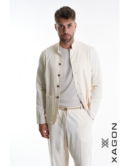 XAGON MAN Shirt - Jacket mao 2JX2704 Ecru XAGON MAN - 5