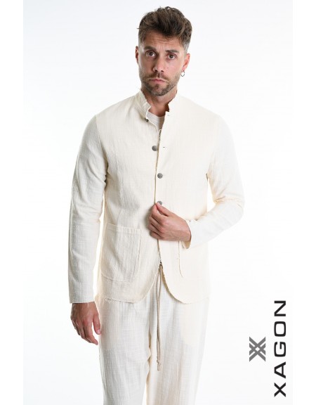 XAGON MAN Πουκάμισο - Jacket mao 2JX2704 Εκρού XAGON MAN - 6