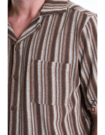 XAGON MAN Striped shirt 2MD513C Brown - Beige XAGON MAN - 4