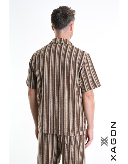 XAGON MAN Striped shirt 2MD513C Brown - Beige XAGON MAN - 2