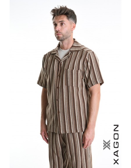 XAGON MAN Striped shirt 2MD513C Brown - Beige XAGON MAN - 7