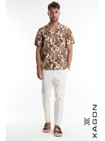 XAGON MAN Πουκάμισο κοντομάνικο 2PACANA Floral - Μπεζ - Λαδί XAGON MAN - 5