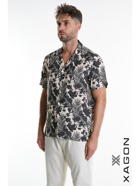 XAGON MAN Short sleeve shirt 2PACANA Floral - Beige - Black XAGON MAN - 3