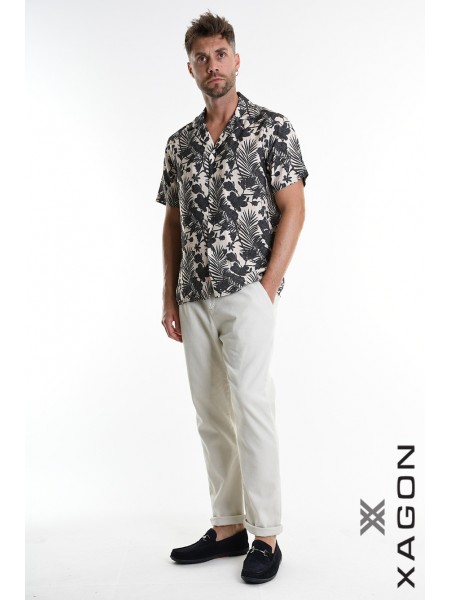 XAGON MAN Short sleeve shirt 2PACANA Floral - Beige - Black XAGON MAN - 4