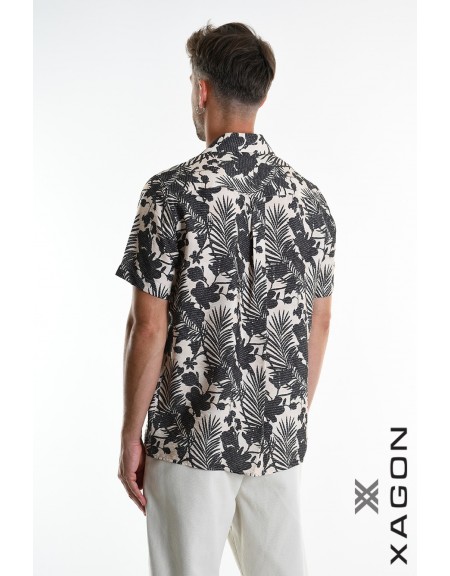 XAGON MAN Πουκάμισο κοντομάνικο 2PACANA Floral - Μπεζ - Μαυρό XAGON MAN - 2