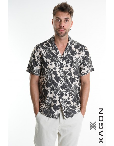 XAGON MAN Short sleeve shirt 2PACANA Floral - Beige - Black XAGON MAN - 1