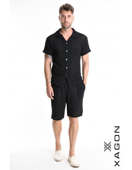 XAGON MAN Πουκάμισο κοντομάνικο 2MD507C Μαύρο XAGON MAN - 6