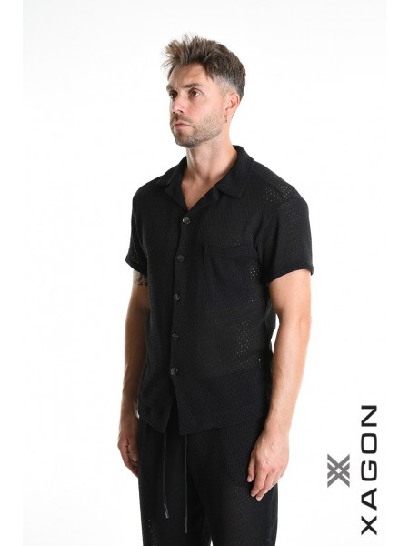 XAGON MAN Πουκάμισο κοντομάνικο 2MD507C Μαύρο XAGON MAN - 3