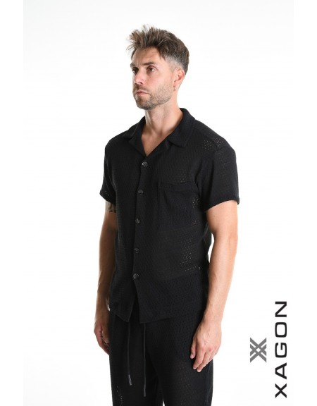 XAGON MAN Πουκάμισο κοντομάνικο 2MD507C Μαύρο XAGON MAN - 3