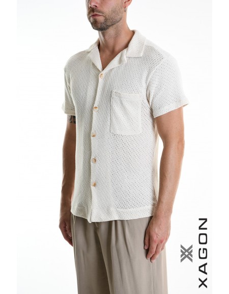 XAGON MAN Short sleeve shirt 2MD507C Ecru XAGON MAN - 4