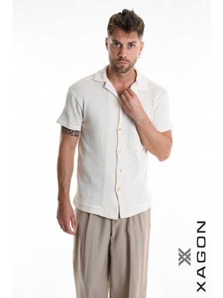XAGON MAN Πουκάμισο κοντομάνικο 2MD507C Εκρού XAGON MAN - 3