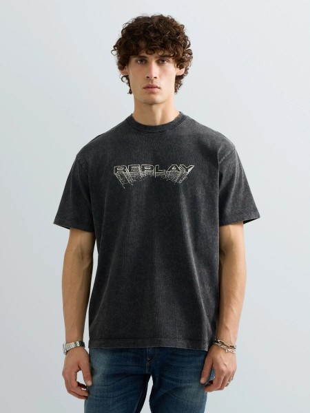 REPLAY T-shirt M12BF.001.7242KG C072 Γκρι - Ανθρακί REPLAY - 1