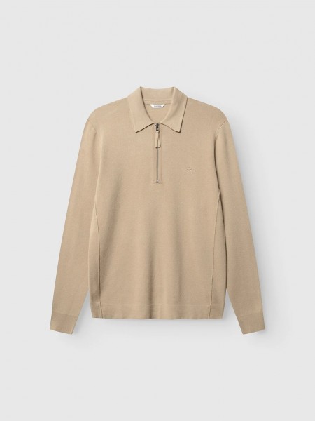 GABBA Μπλούζα πλεκτή ADRIEL HALF ZIP LUME LS Μπεζ GABBA - 1