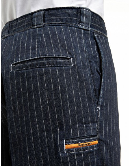 REPLAY INC Παντελόνι ριγέ KU1009.000.139 D04 WAIST Μπλε REPLAY - 6