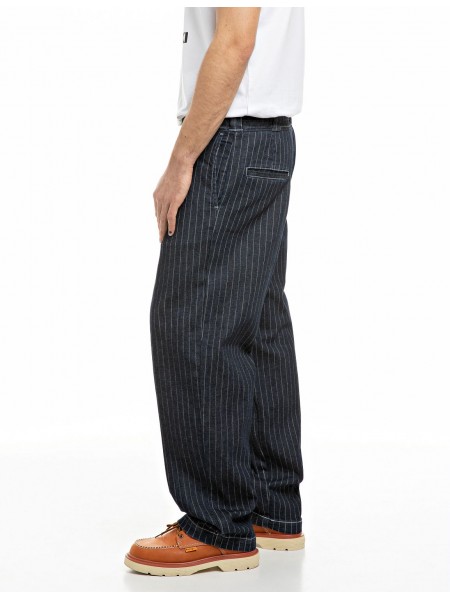 REPLAY INC Striped pants KU1009.000.139 D04 WAIST Blue REPLAY - 4
