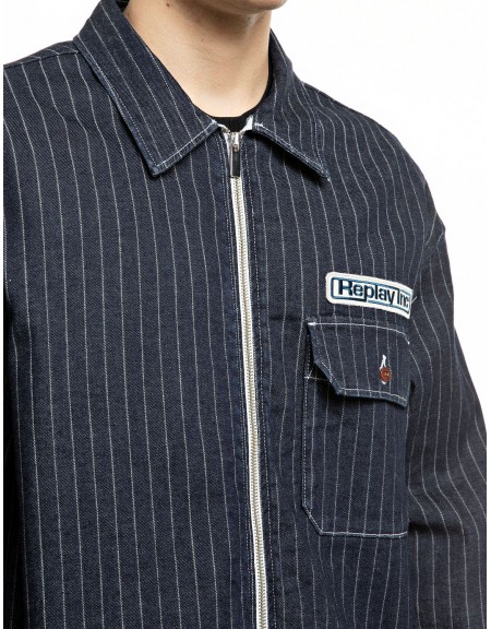 REPLAY INC Striped jacket KU10Y.000.139 D04 C007 Blue REPLAY - 3