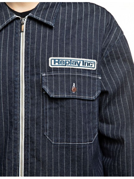 REPLAY INC Striped jacket KU10Y.000.139 D04 C007 Blue REPLAY - 4