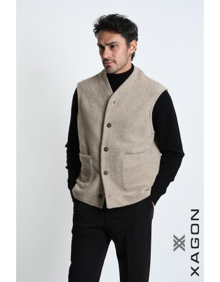 XAGON MAN Ζακέτα αμάνικη 2WGILUN Μπεζ XAGON MAN - 5
