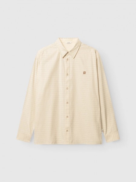 GABBA JENS OVER INDIE LS Checked Shirt Beige - Brown GABBA - 1