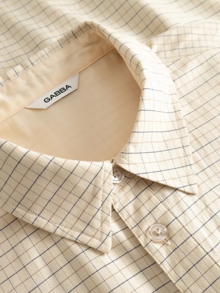 GABBA JENS OVER INDIE LS Checked Shirt Beige - Brown GABBA - 5
