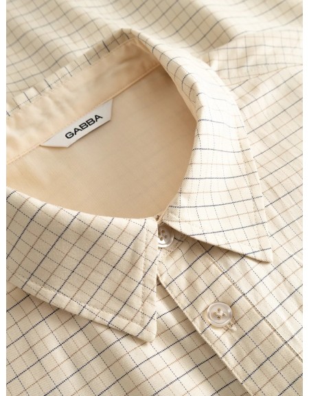 GABBA JENS OVER INDIE LS Checked Shirt Beige - Brown GABBA - 5