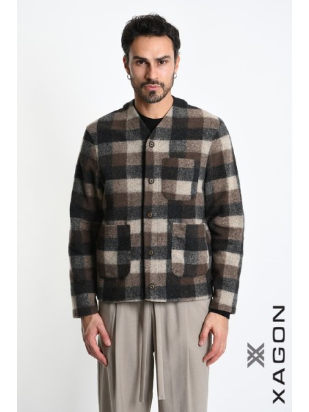 XAGON MAN Ζακέτα καρό 2WCARBU Καφέ - Μπεζ XAGON MAN - 1