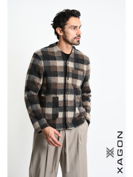 XAGON MAN Checkered jacket 2WCARBU Brown - Beige XAGON MAN - 3