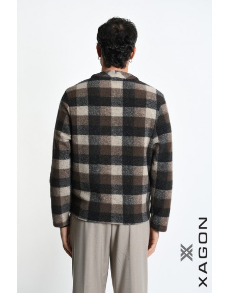 XAGON MAN Ζακέτα καρό 2WCARBU Καφέ - Μπεζ XAGON MAN - 2