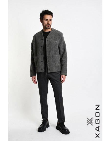 XAGON MAN Ζακέτα πλεκτή 2WCARUN Γκρι XAGON MAN - 5