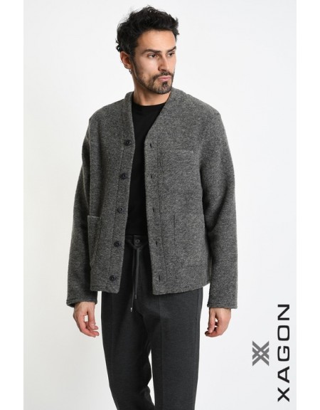 XAGON MAN Ζακέτα πλεκτή 2WCARUN Γκρι XAGON MAN - 4