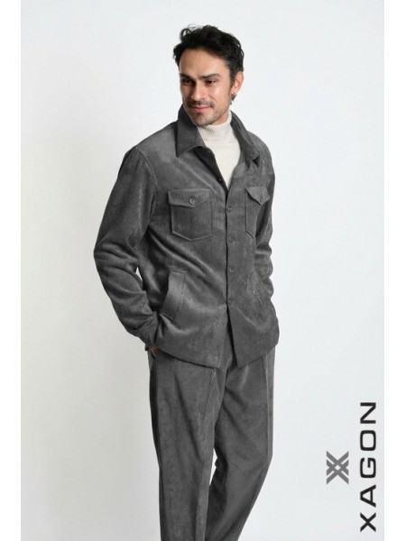 XAGON MAN Πουκάμιισο - Jacket κοτλέ 1PCOLDE Γκρι XAGON MAN - 1