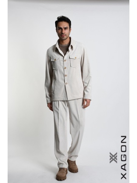 XAGON MAN Πουκάμιισο - Jacket κοτλέ 1PCOLDE Εκρού XAGON MAN - 6