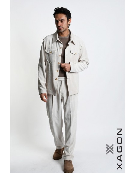 XAGON MAN Πουκάμιισο - Jacket κοτλέ 1PCOLDE Εκρού XAGON MAN - 8