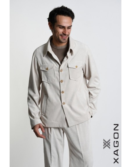 XAGON MAN Πουκάμιισο - Jacket κοτλέ 1PCOLDE Εκρού XAGON MAN - 9