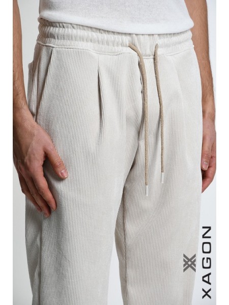 XAGON MAN Παντελόνι κοτλέ 2MDO703 Εκρού XAGON MAN - 4