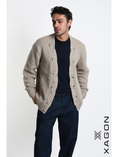 XAGON MAN Knitted cardigan 2KOTTUC Beige XAGON MAN - 5