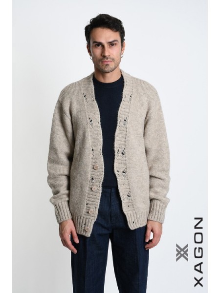 XAGON MAN Ζακέτα πλεκτή 2KOTTUC Μπεζ XAGON MAN - 1