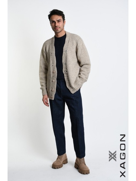 XAGON MAN Ζακέτα πλεκτή 2KOTTUC Μπεζ XAGON MAN - 3