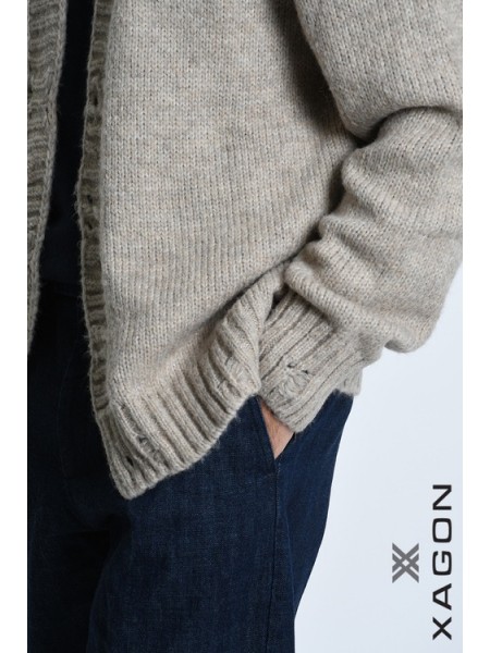 XAGON MAN Knitted cardigan 2KOTTUC Beige XAGON MAN - 7