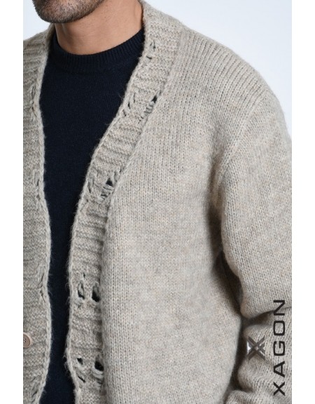 XAGON MAN Knitted cardigan 2KOTTUC Beige XAGON MAN - 9
