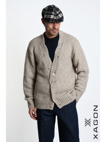 XAGON MAN Ζακέτα πλεκτή 2KOTTUC Μπεζ XAGON MAN - 4