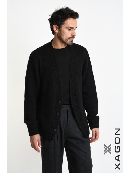 XAGON MAN Ζακέτα πλεκτή 2KOTTUC Μαύρο XAGON MAN - 4