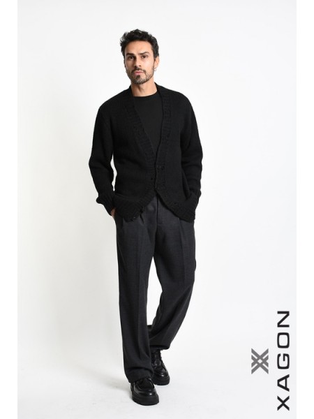 XAGON MAN Ζακέτα πλεκτή 2KOTTUC Μαύρο XAGON MAN - 3
