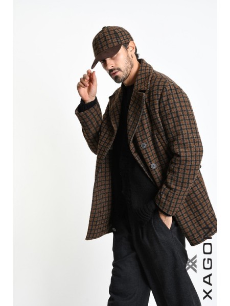 XAGON MAN Καπέλο - Jockey καρό 2LBEFK3 Καφέ - Μαύρο XAGON MAN - 3