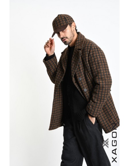 XAGON MAN Hat - Jockey checkered 2LBEFK3 Brown - Black XAGON MAN - 3