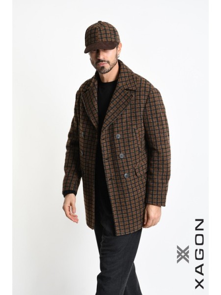 XAGON MAN Hat - Jockey checkered 2LBEFK3 Brown - Black XAGON MAN - 7